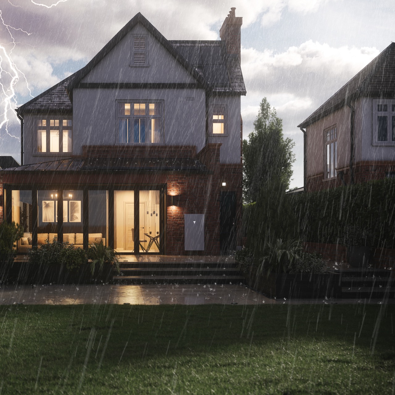 Tesla Powerwall 3 aan de buitenmuur van een woning