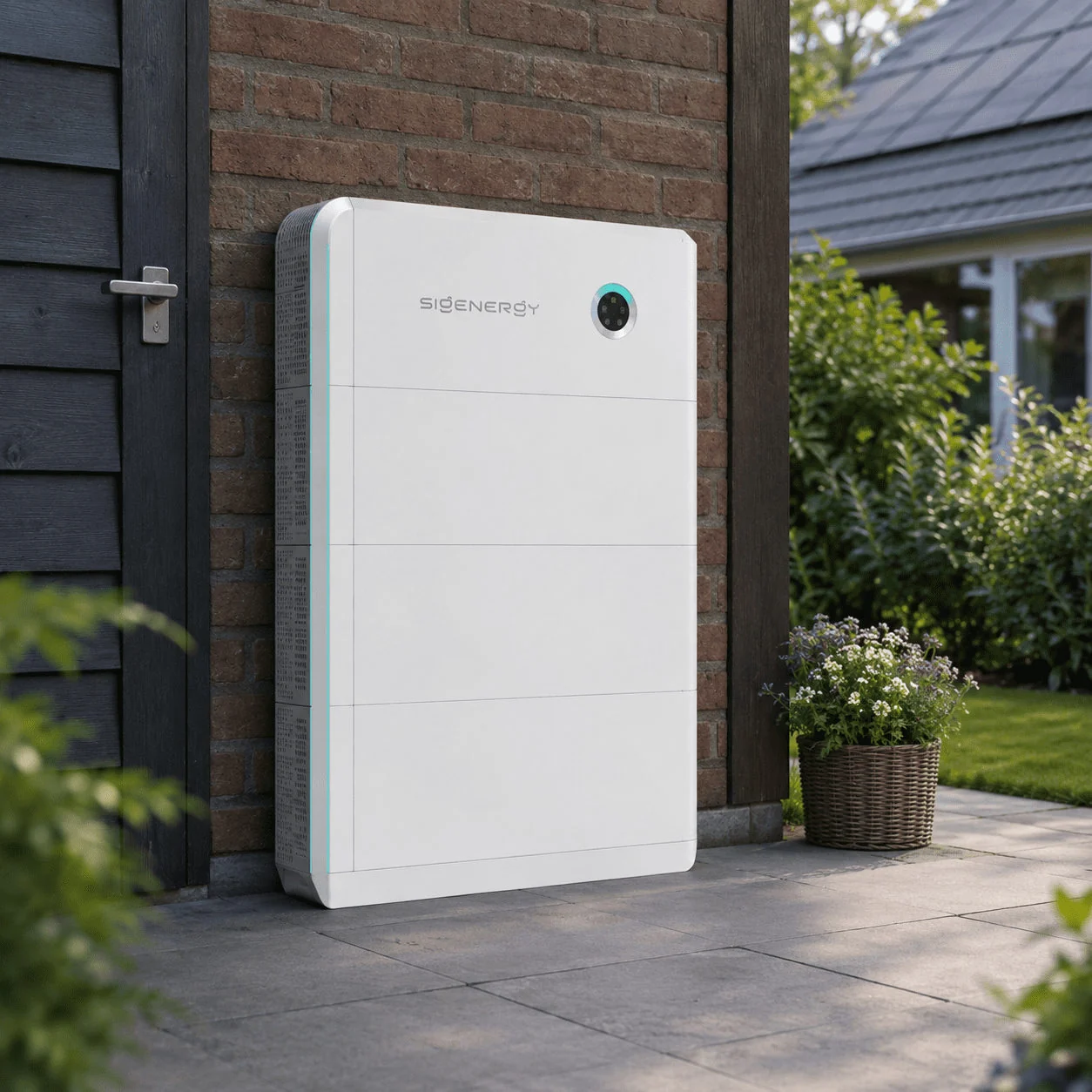 SigenStor thuisbatterij aan de buitenmuur van een woning