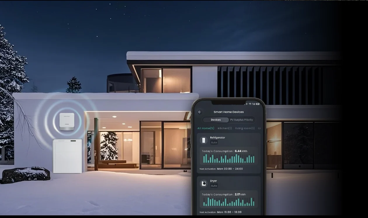 Woning in de avond met SigenStor en de mySigen-app