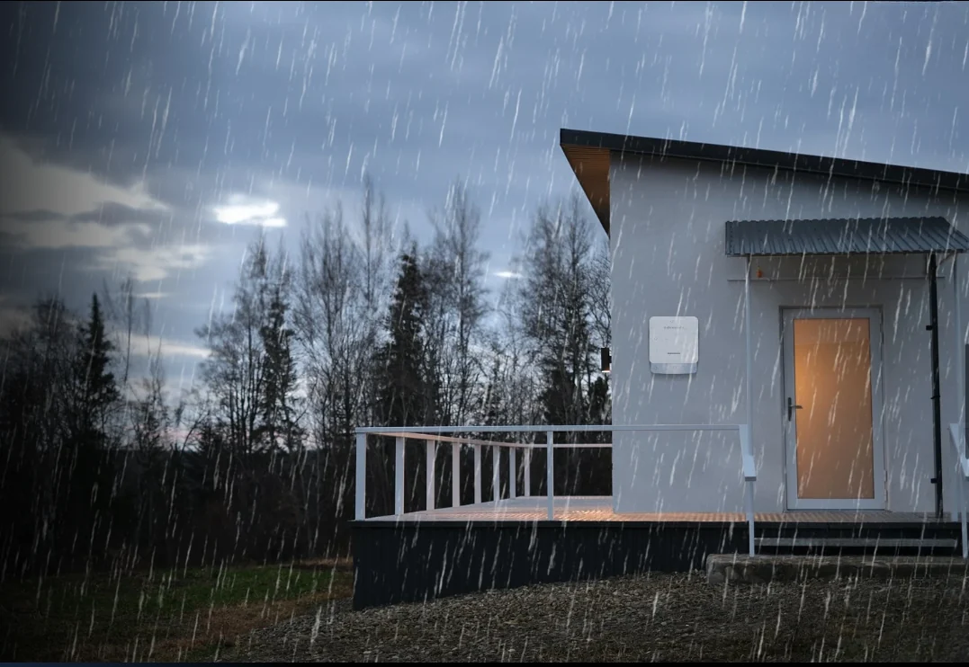 SigenStor buiten in de regen