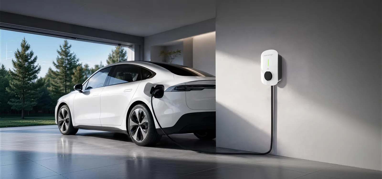Peblar Business laadpaal met socket, vooraanzicht met display