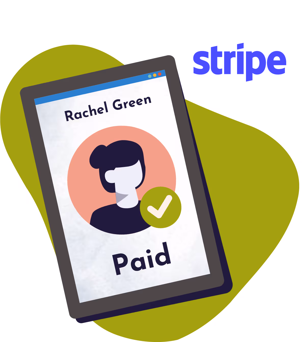 Illustration of Stripe invoice getting paid on a tablet