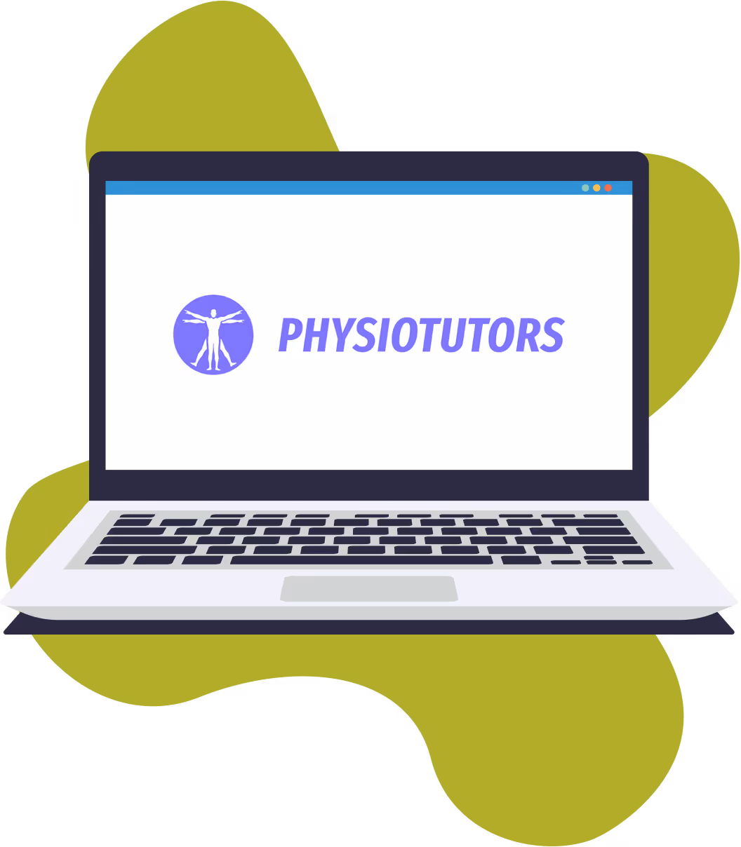 Illustration of Physiotutors logo on a laptop screen