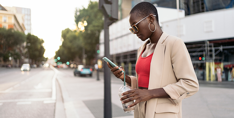 Woman receiving reminder notification on her phone