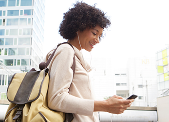 Woman requesting an appointment online