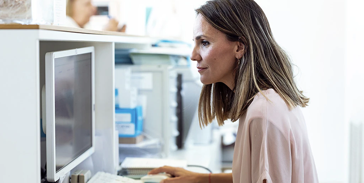 Woman processing claims
