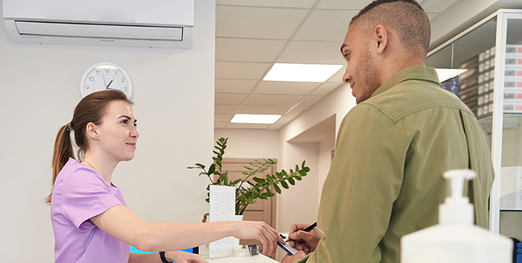 Man checks in at medical practice