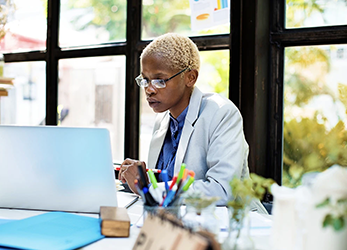Woman working on computer
