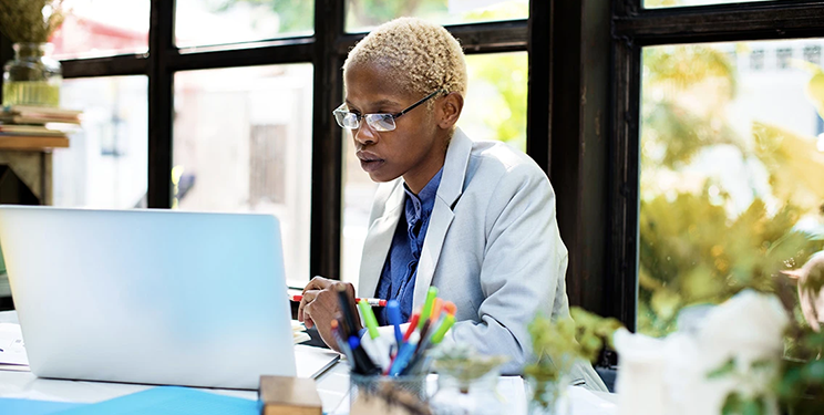 Woman working on computer