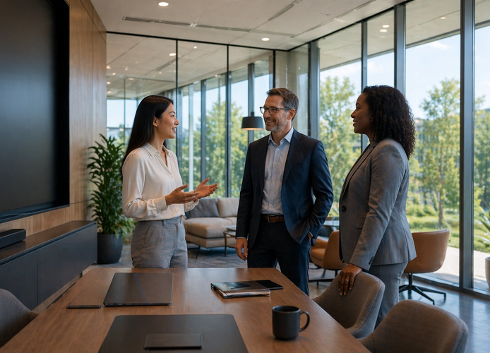 Healthcare operations team reviewing revenue cycle performance dashboards in a modern health system command center.