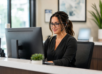 Billing staff member reviewing patient accounts to identify missed insurance coverage