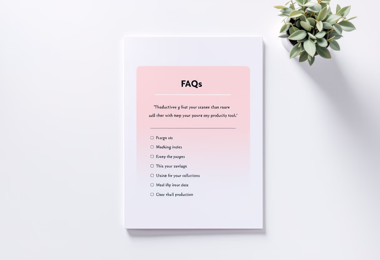 image of a document with faqs (for a productivity tools business)
