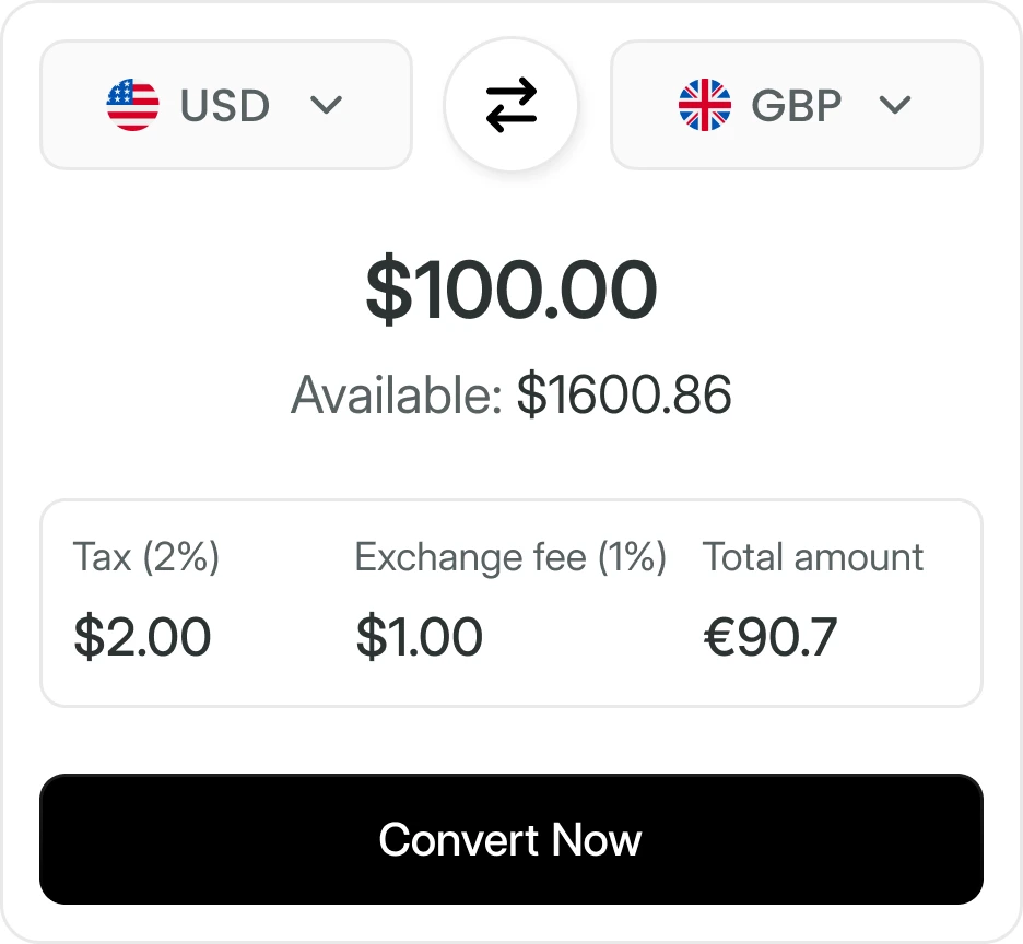 Real time currency conversion