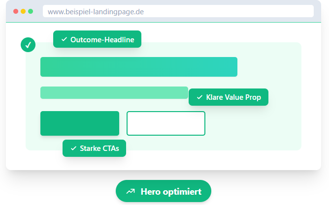 Grafik aus der Landingpage Analyse mit Convertlyze. Zu sehen sind die Scores für eine Landingpage.