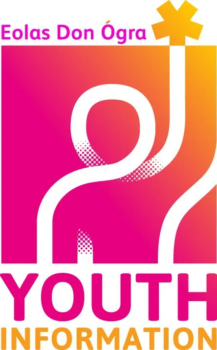 Gradient logo with abstract figure holding a star, text reads 'Eolas Don Ógra YOUTH INFORMATION'.