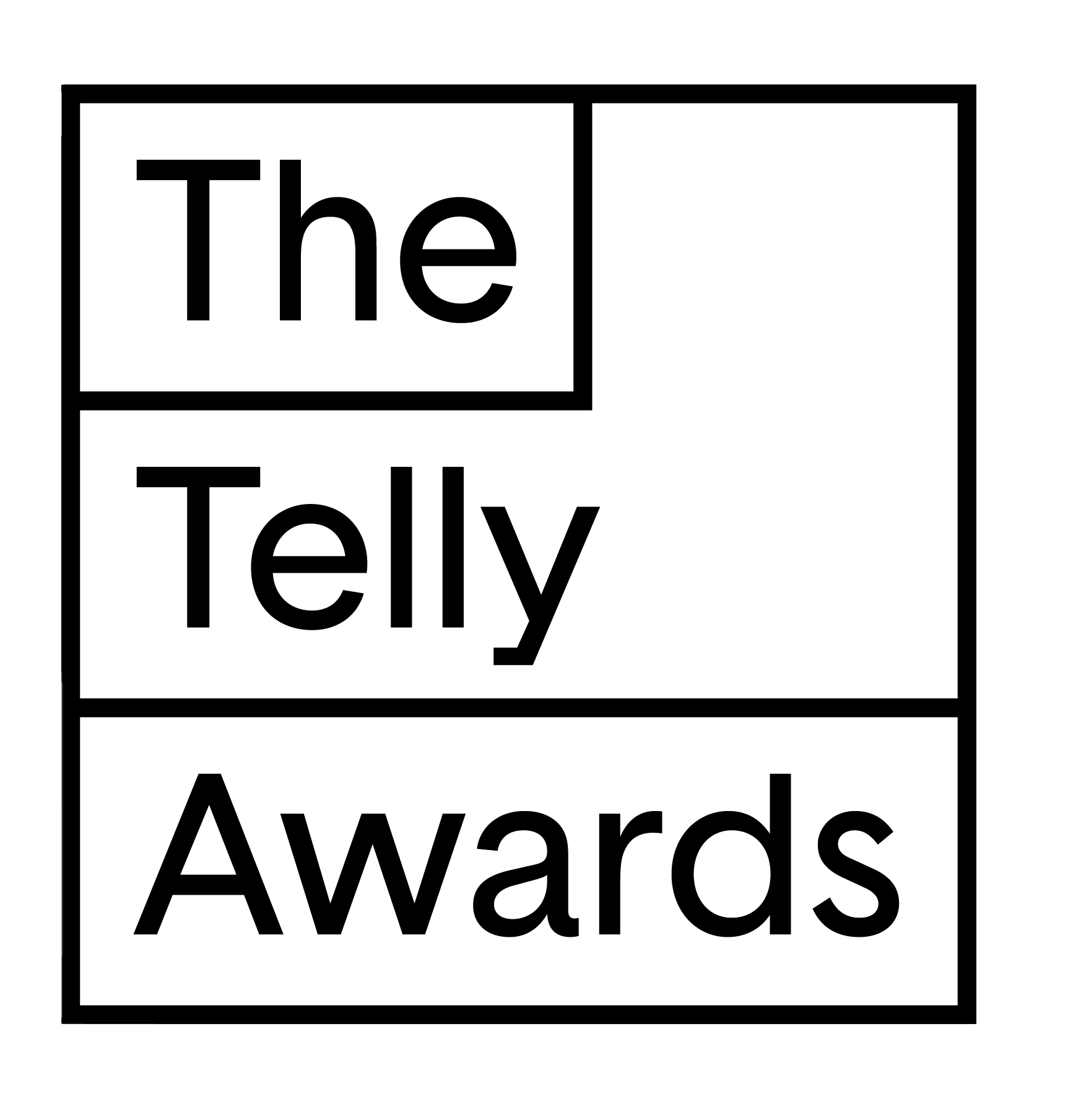 Telly Award logo in black text with a white background with black outline