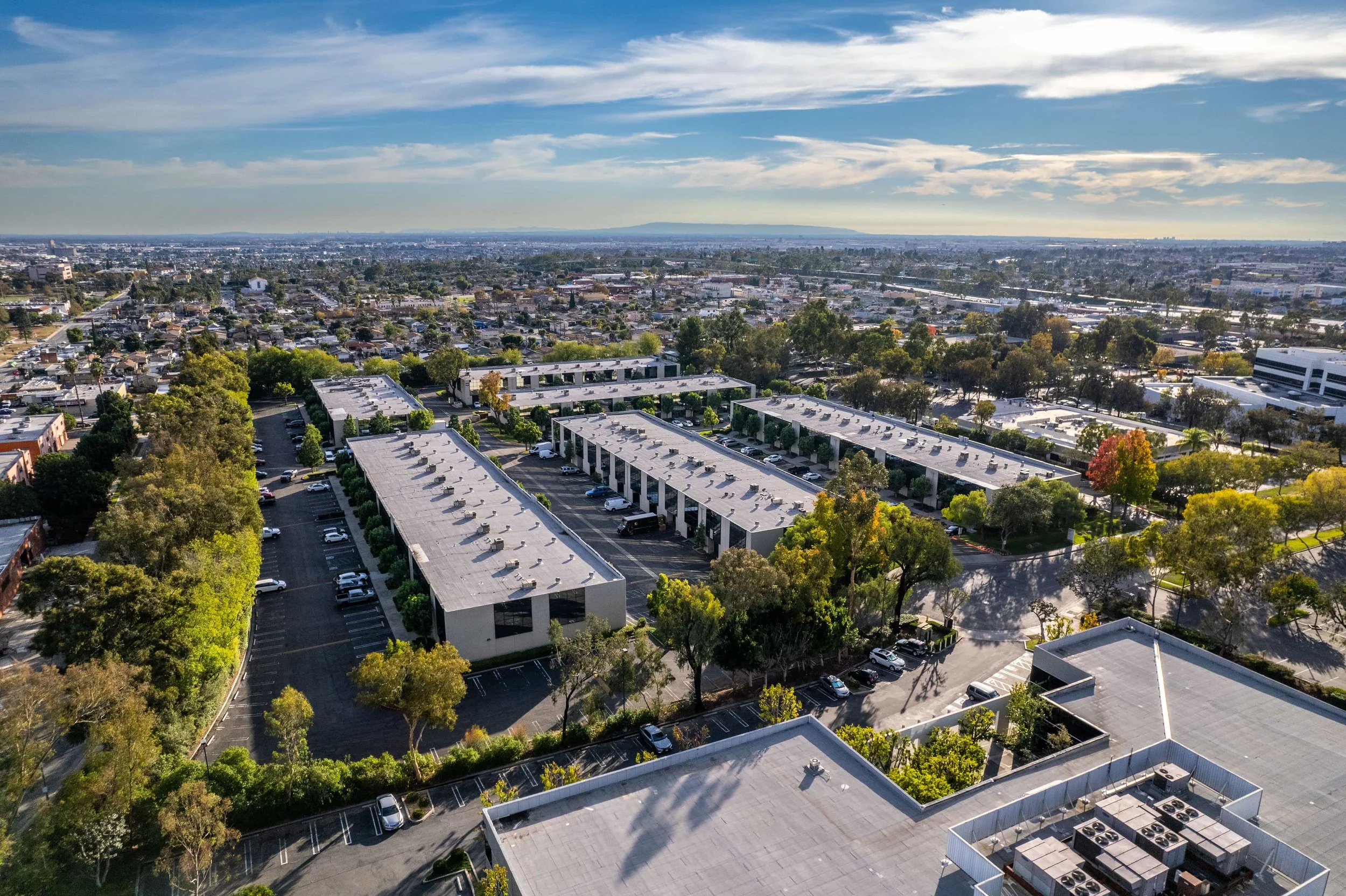 Aerial drone photo of a portfolio industrial office asset