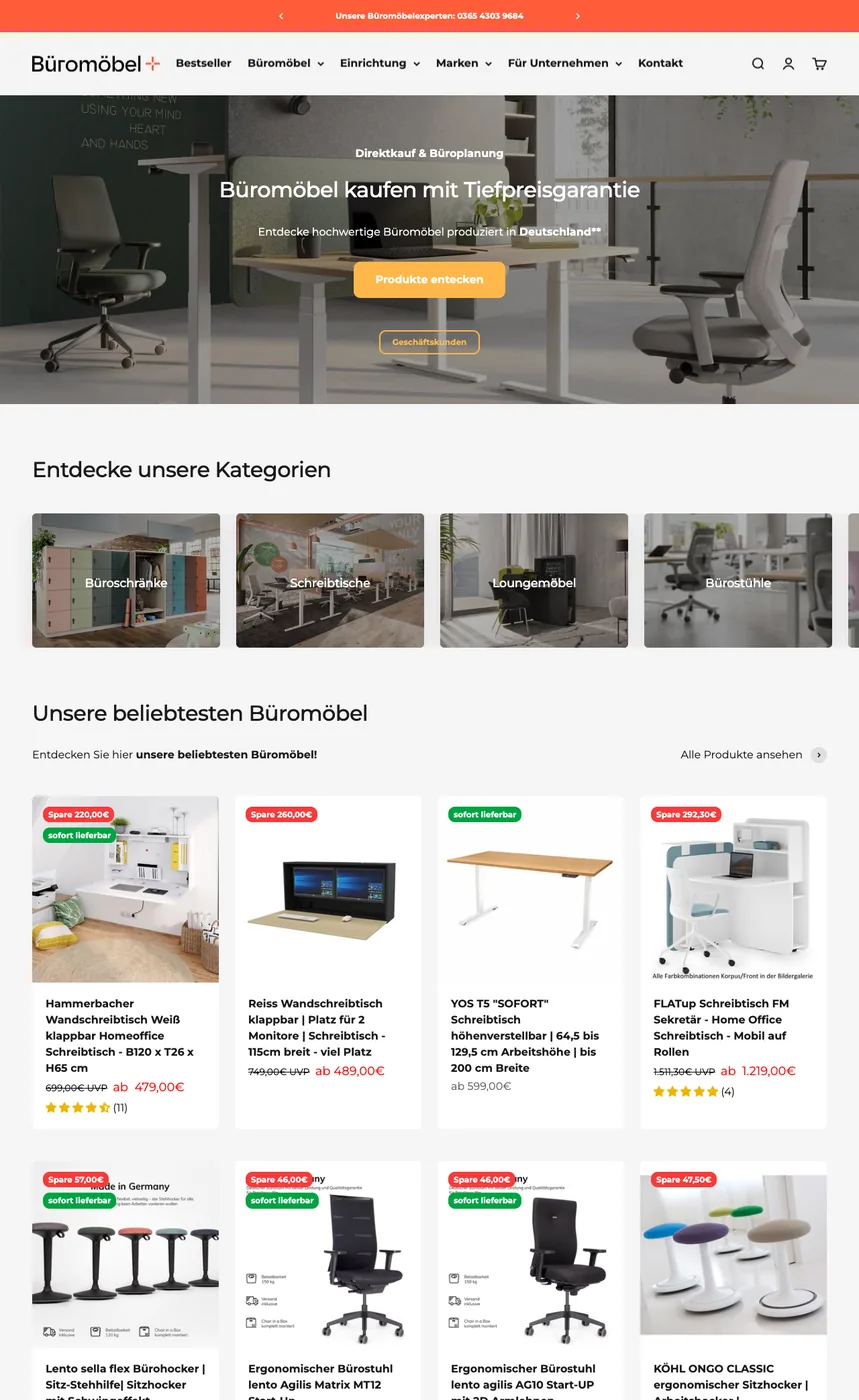 Website-Referenz: bueromoebel-plus.de, Onlineshop für Büromöbel