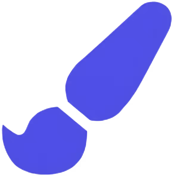 Simple blue paintbrush icon with a rounded bristle head and a tapered handle.