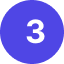 Blue circular icon with white number three in the center.