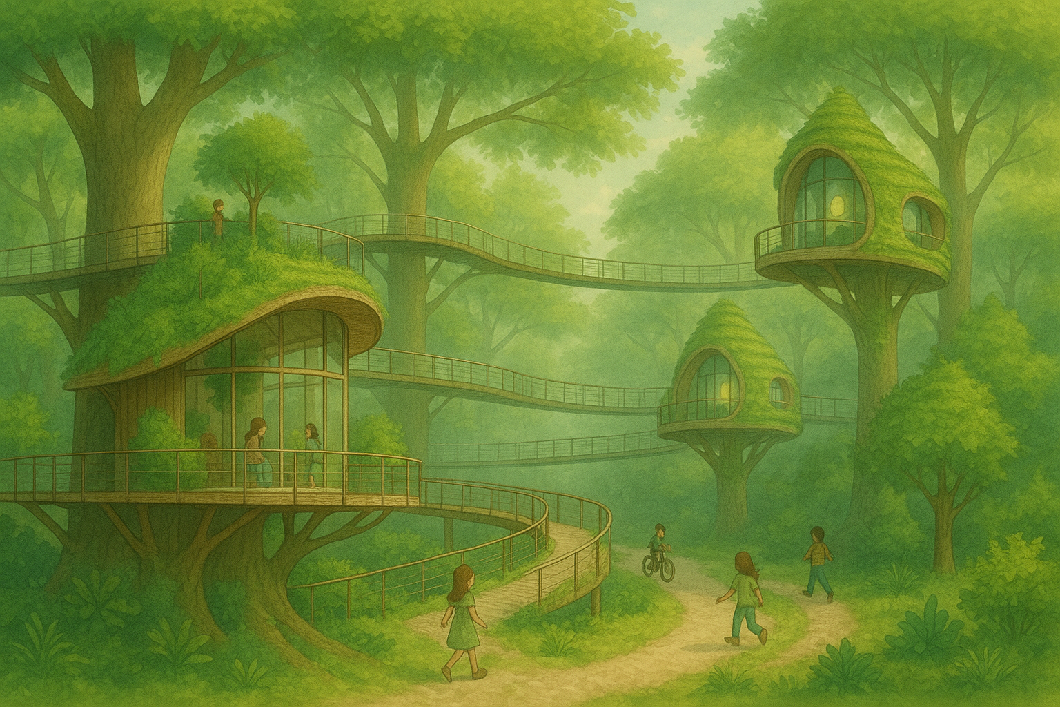 A neighborhood made entirely of tree houses