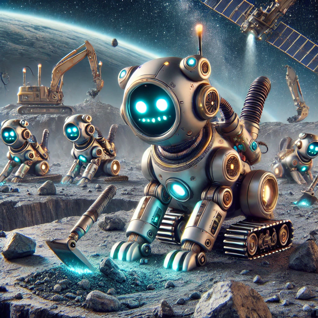 Asteroid-mining puppy robots