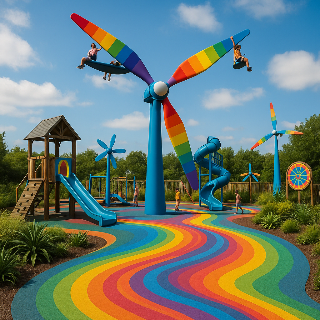 The playground would be one big wind turbine that kids could ride on