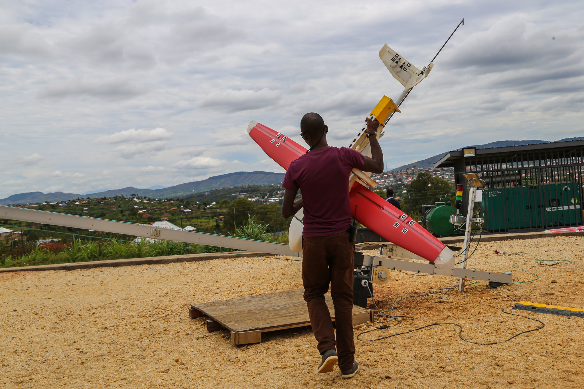 Zipline drones deliver blood for transfusions to remote clinics and hospitals in Rwanda ("Zipline uses drone technology to save lives" by Marionpinta / CC BY-NC-ND 2.0 via Wikimedia Commons)