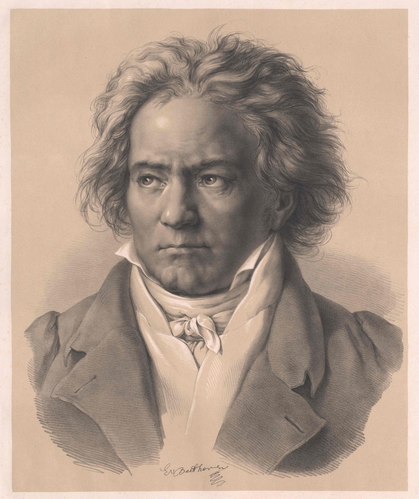 Portrait of Ludwig van Beethoven, the famous German composer who lost his hearing later in life
