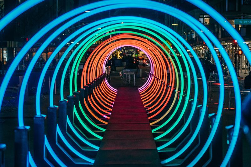 Passage, an interactive tunnel made from 20 giant circles of light