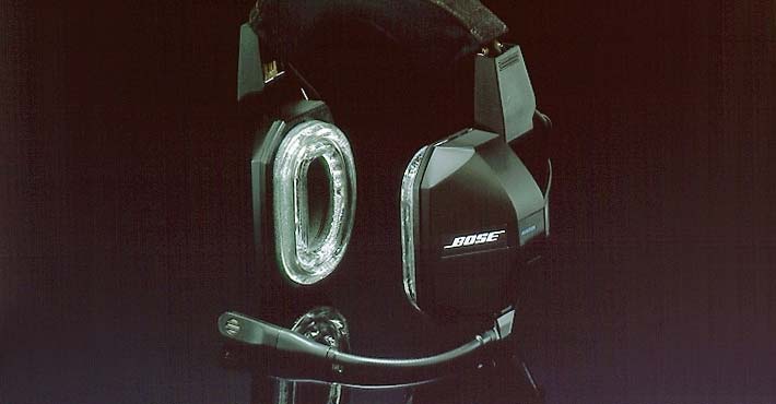 On of the first commercial acoustic noise cancelling headsets, created by Bose in 1989