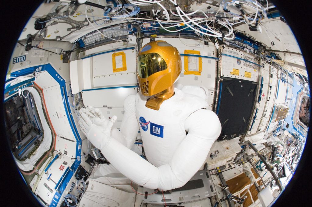 NASA's Robonoaut 2, a humanoid robot, aboard the International Space Station