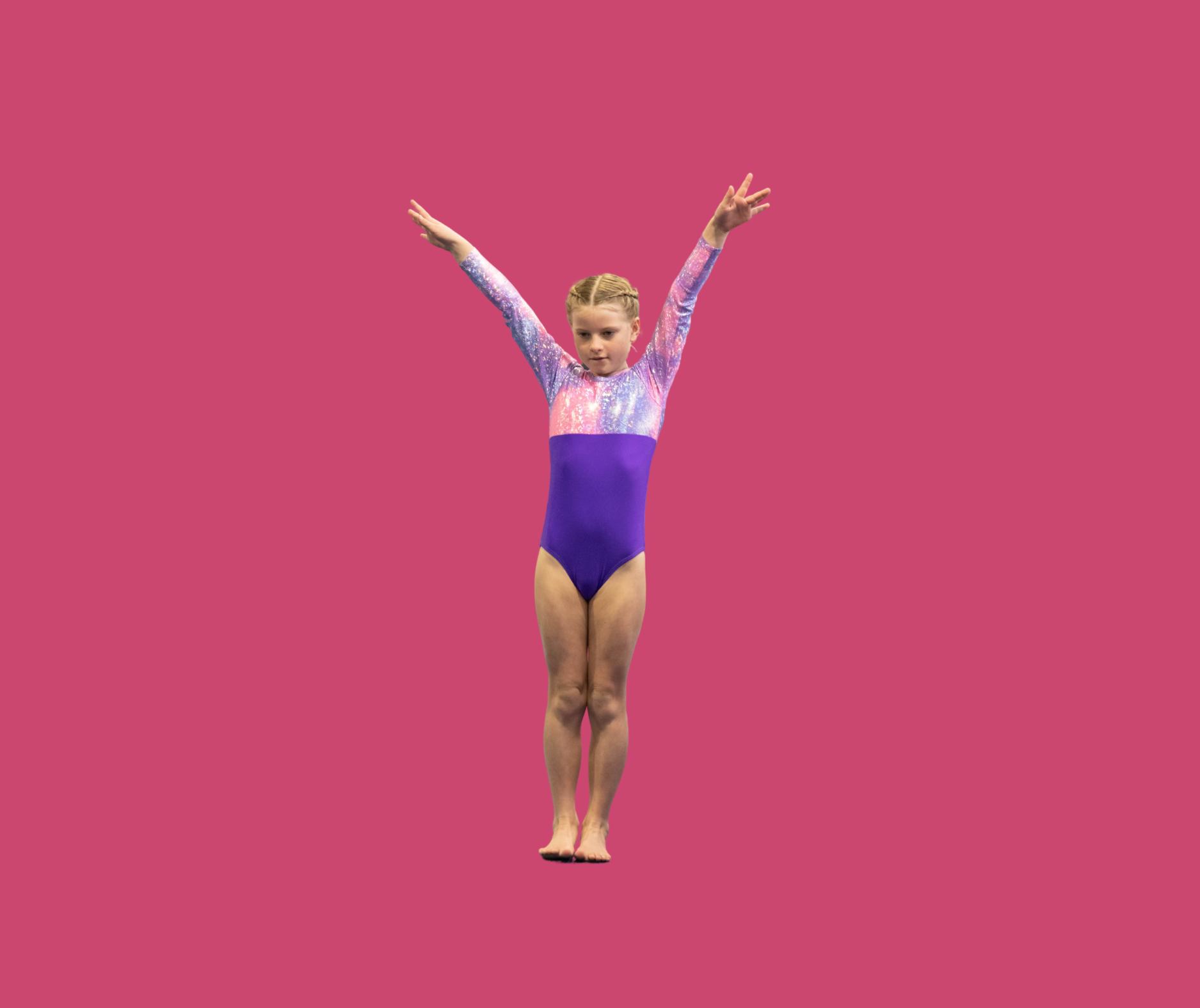 Competitive gymnast performing a floor routine with Xpressions Gymnastics