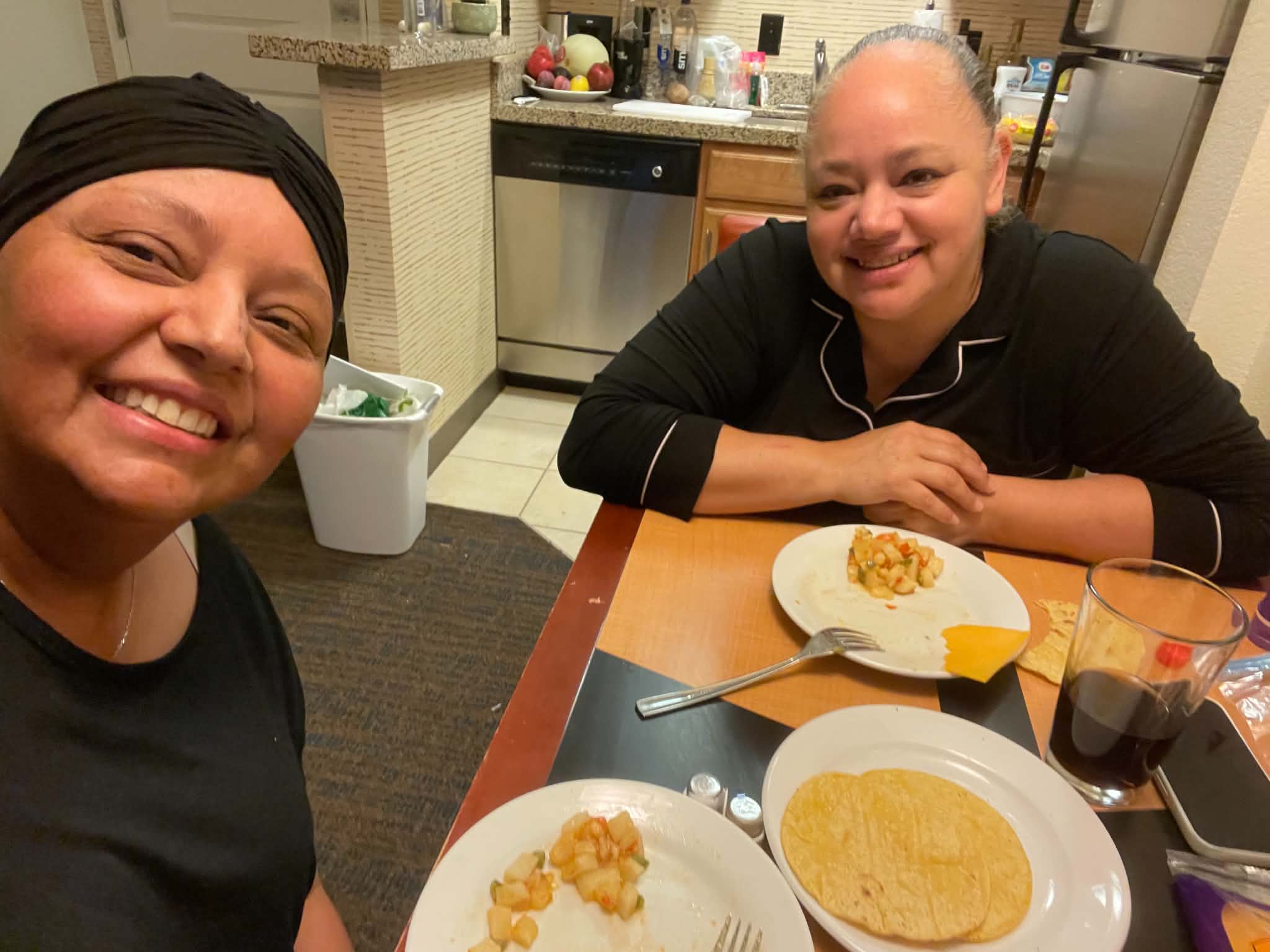 My mother and her sister together in Phoenix, Arizona, during my mother's transplant stay