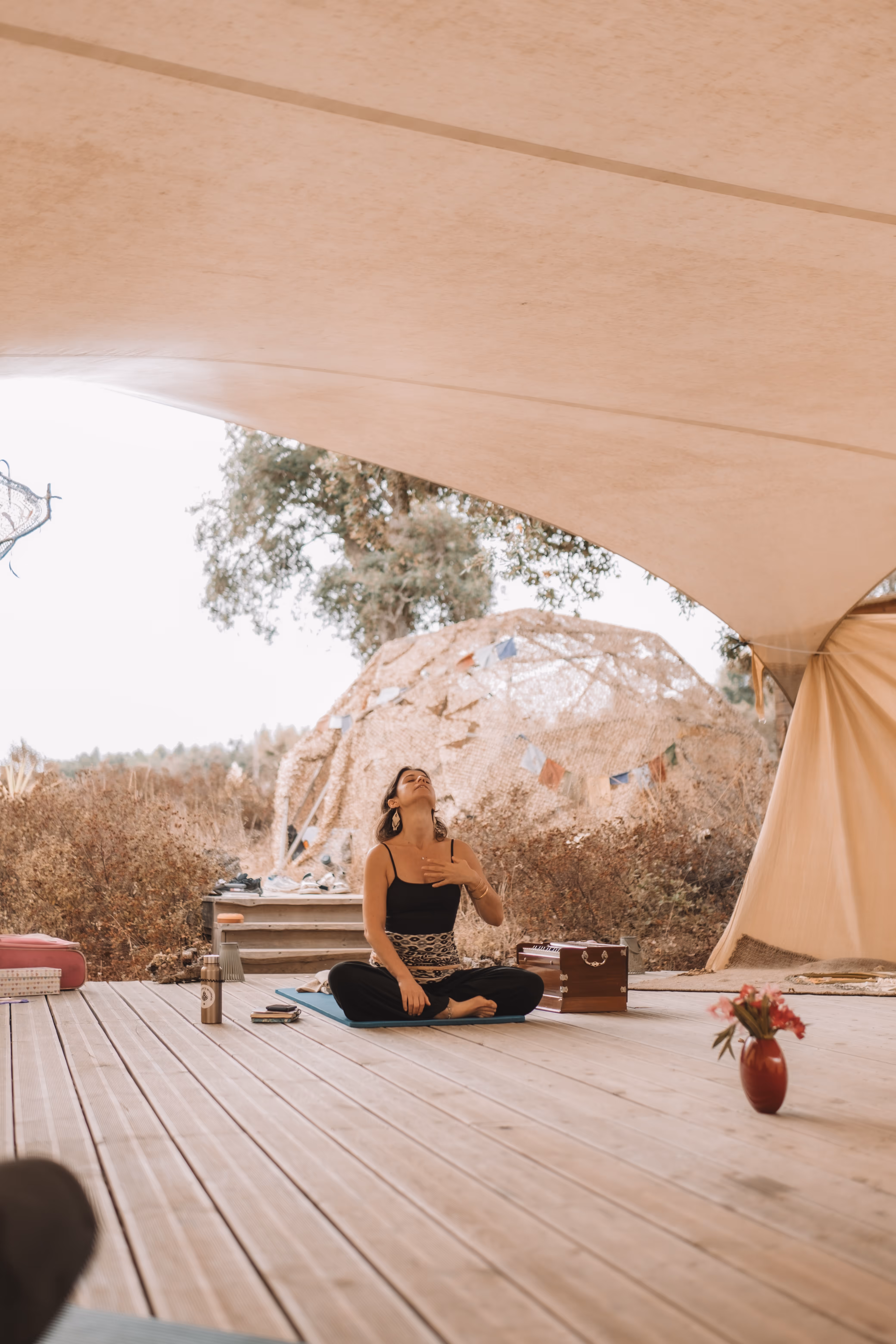 Yoga Nidra, retreat women doing breathwork for yoga class