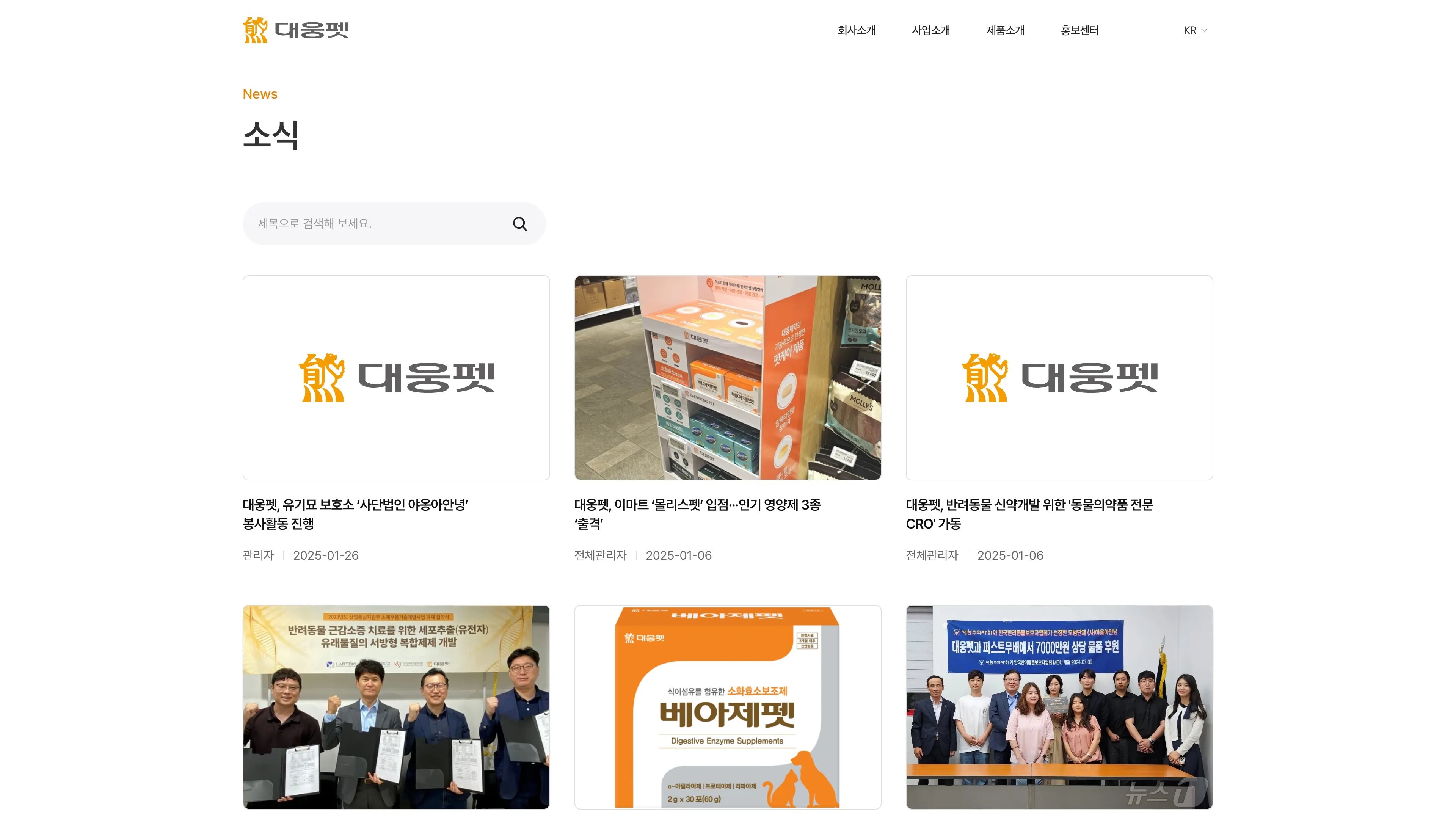 대웅펫 포트폴리오 - 노코드웹 스튜디오 웹플로우