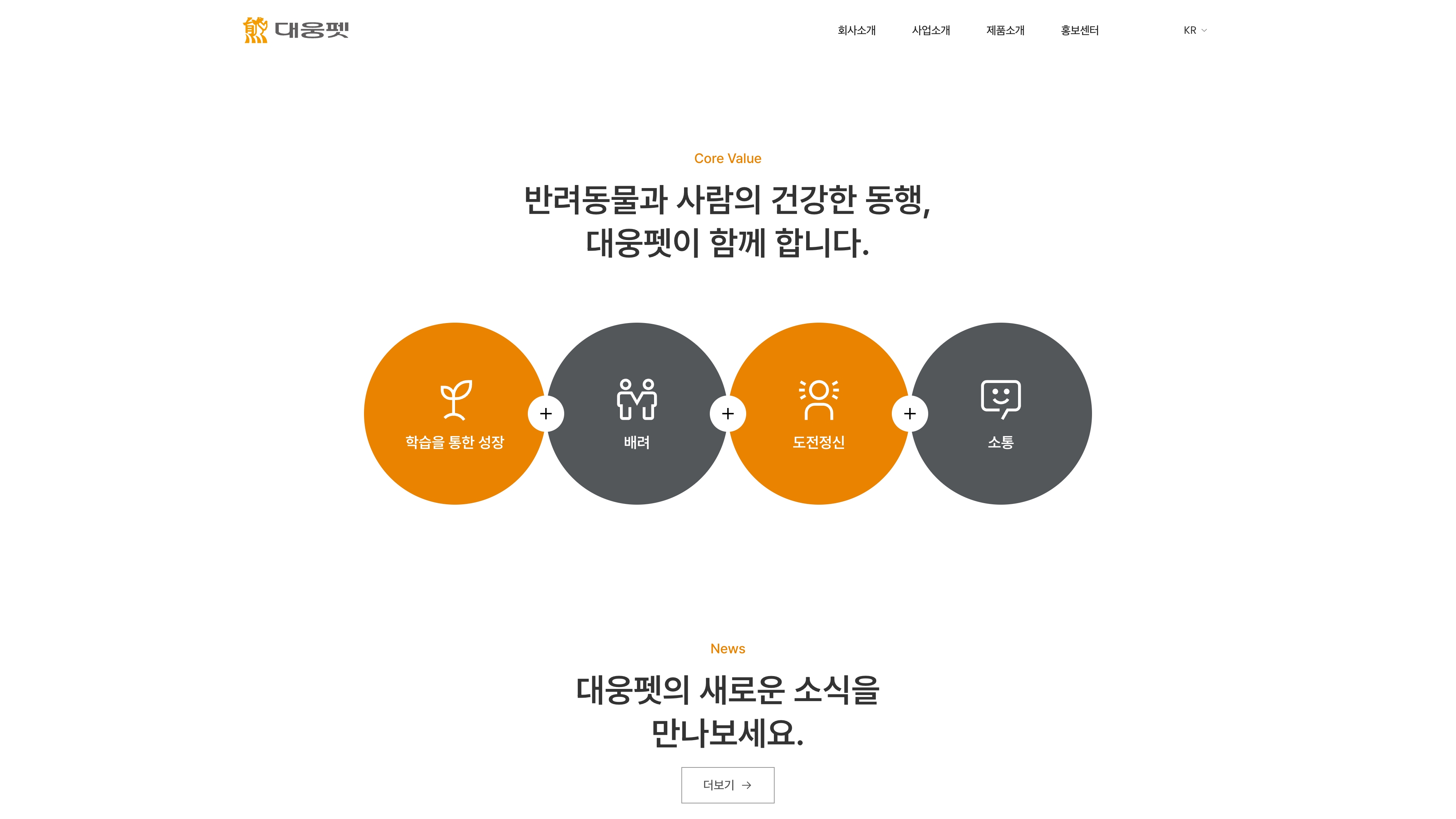 대웅펫 포트폴리오 - 노코드웹 스튜디오 웹플로우