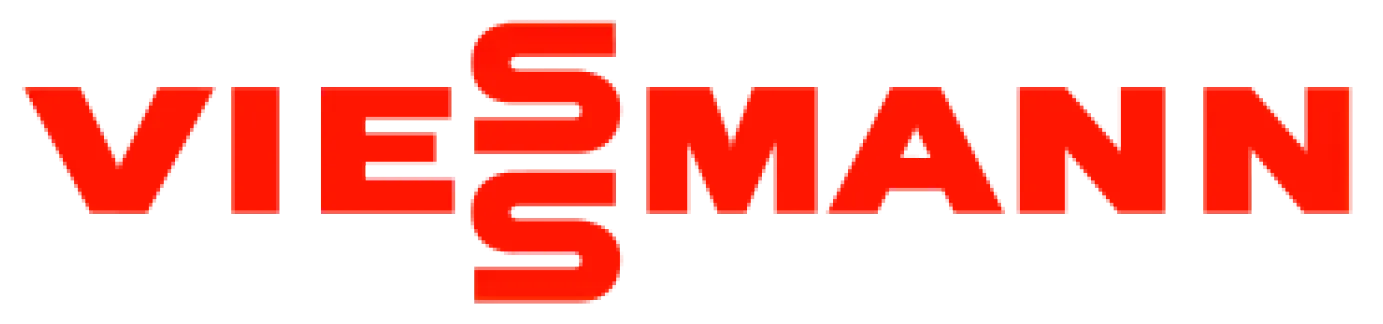 Logo společnosti Viessmann s červeným textem a dvěma zrcadlově otočenými písmeny S uprostřed.
