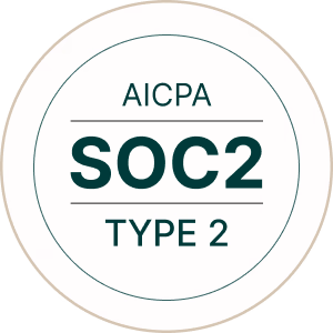 Circular badge with text 'AICPA SOC 2 TYPE 2' indicating SOC 2 Type 2 certification.