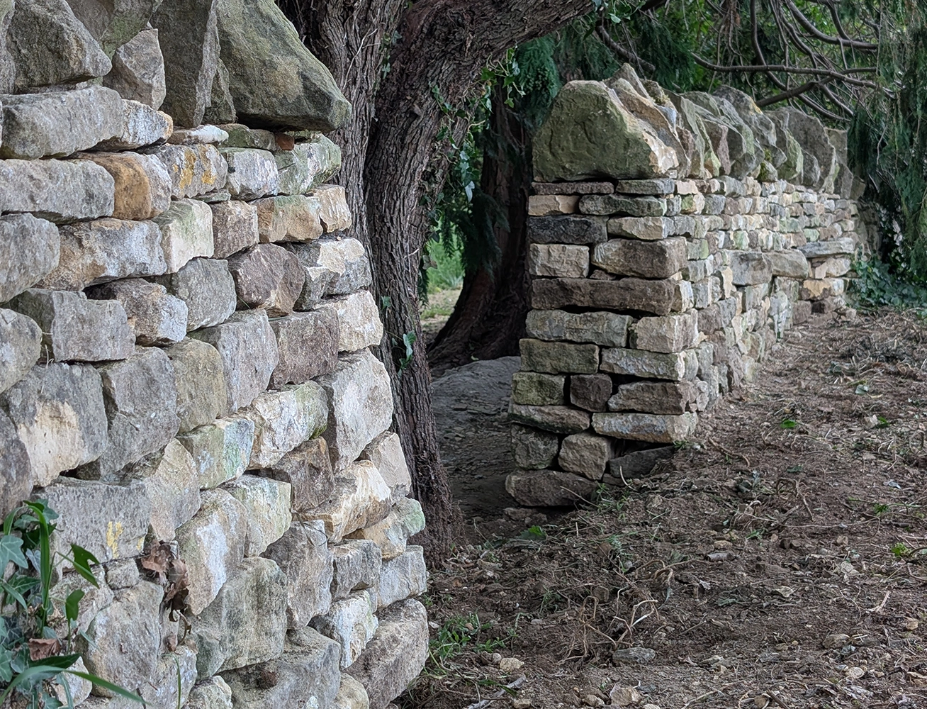 Dry stone wall constructed in Wansford, Peterborough