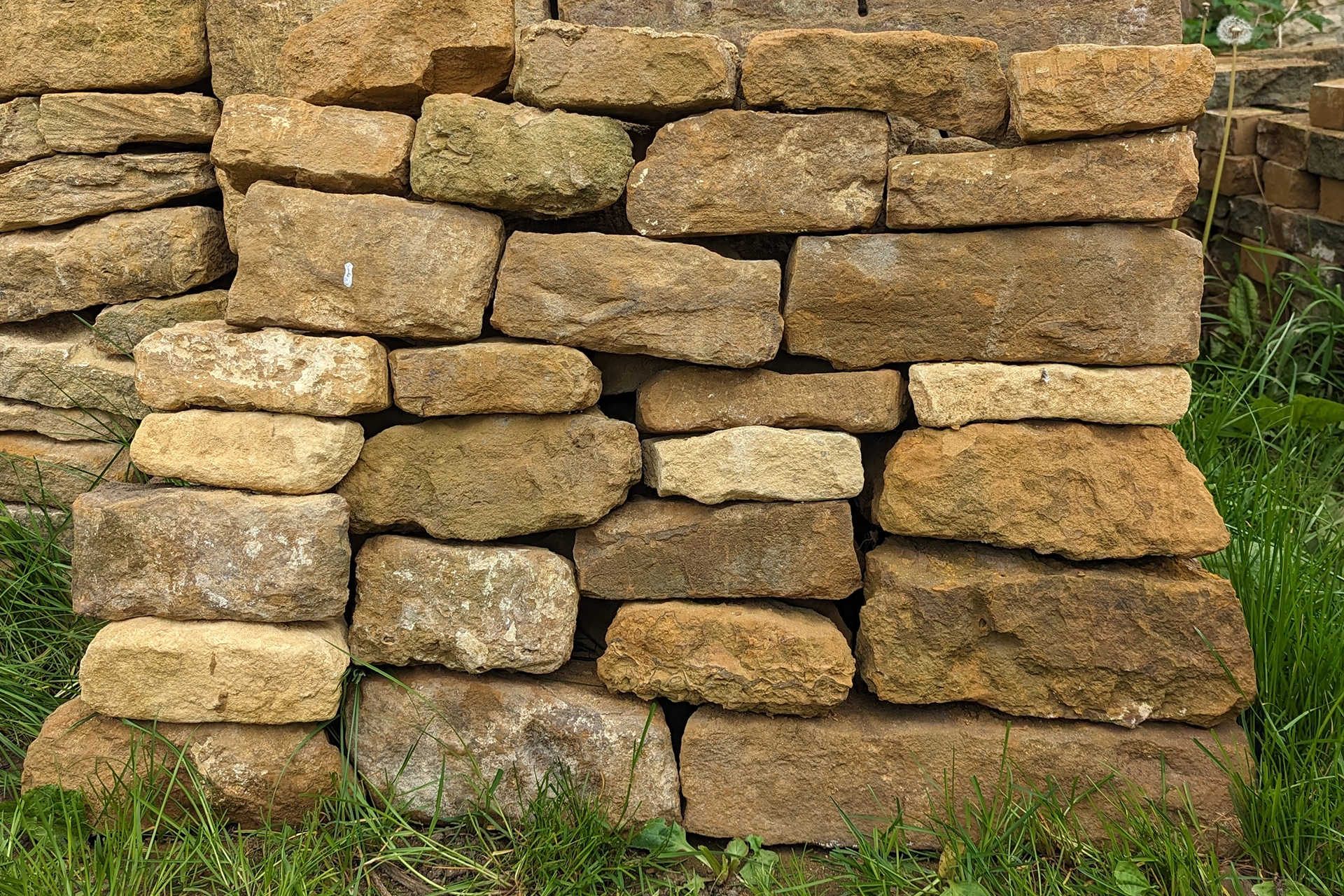 Dry stone walling sample prepared for a job in Lincolnshire