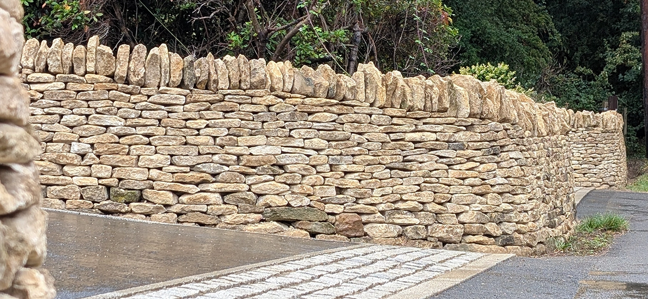 A dry stone walling constructed for a client in Stamford, Lincolnshire