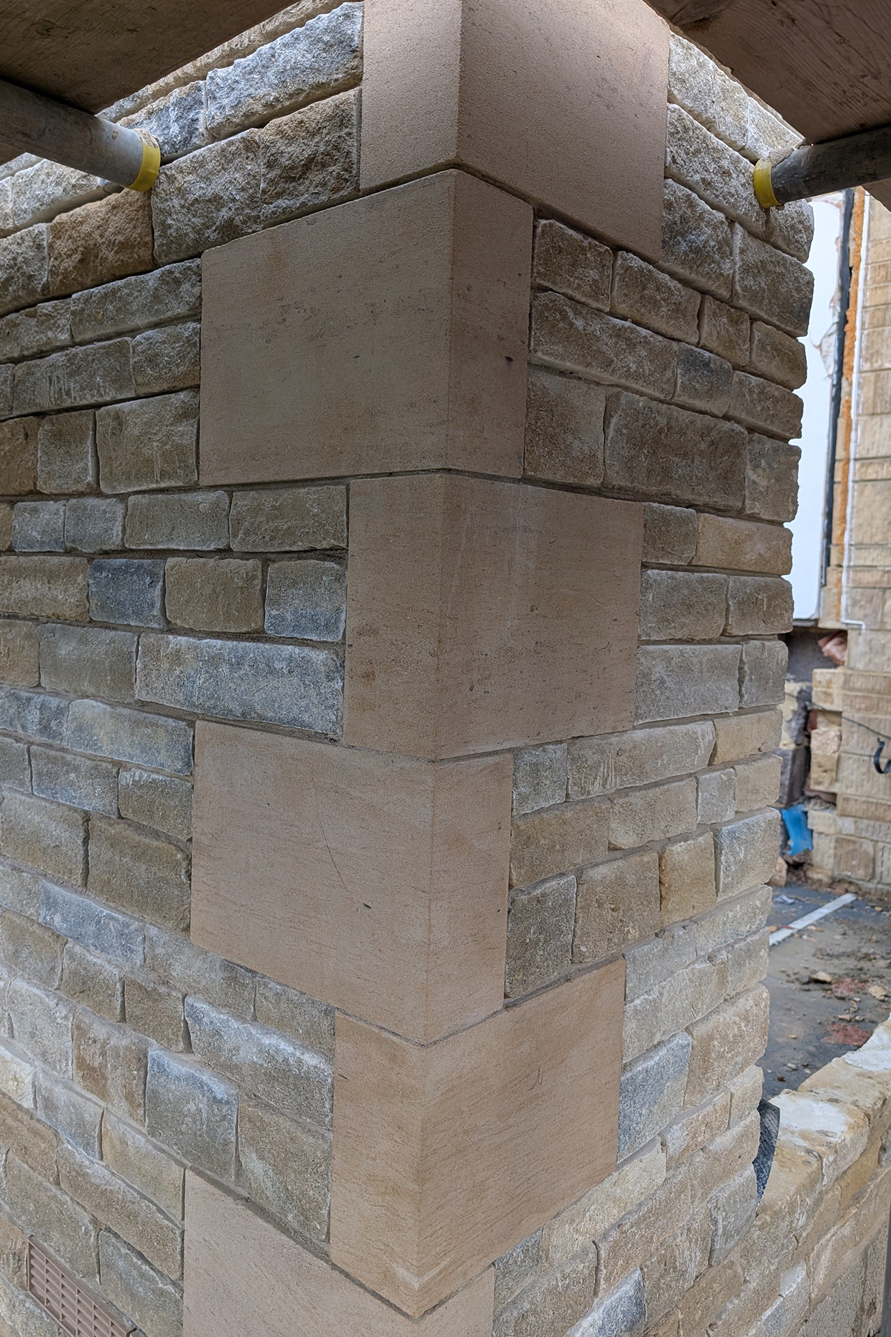 Corner stones are cut to order and come in a range of different stone