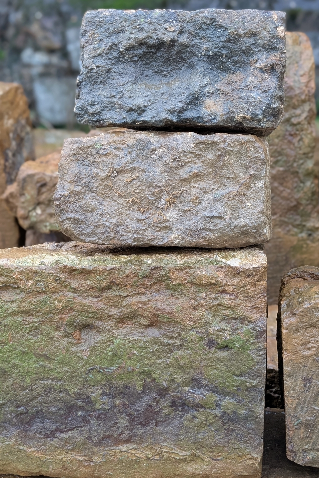 Unique reclaimed ironstone quoin stones for building, restoration and features