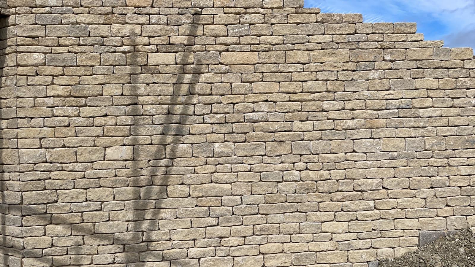 Dry stone effect wall built from our Northamptonshire Grey Building Stone