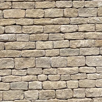 A sample panel of our Blisworth grey cropped building stone