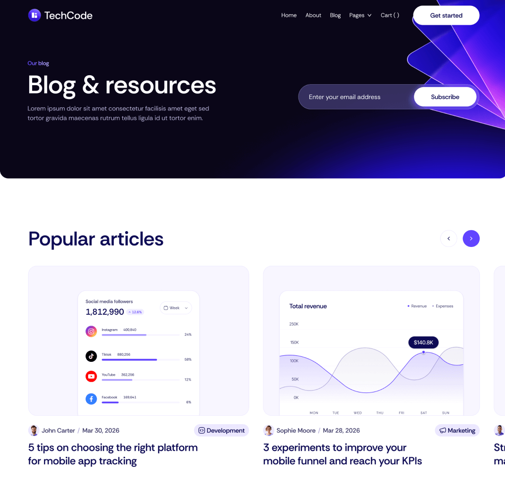 TechCode - Blog V3 Page - Saasfy SaaS Webflow Template | Brix Template