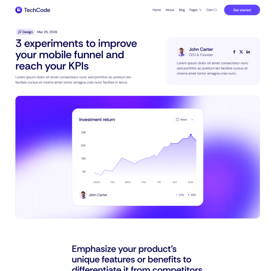 TechCode - Blog Post Main Page - Saasfy SaaS Webflow Template | Brix Template