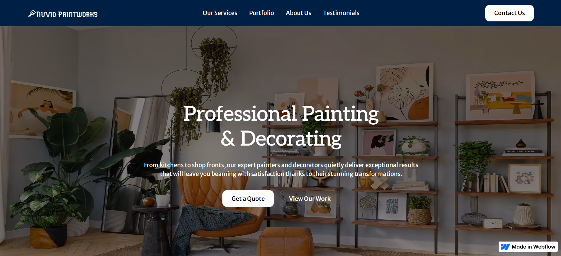 a hero section of a website for a painter and decorator