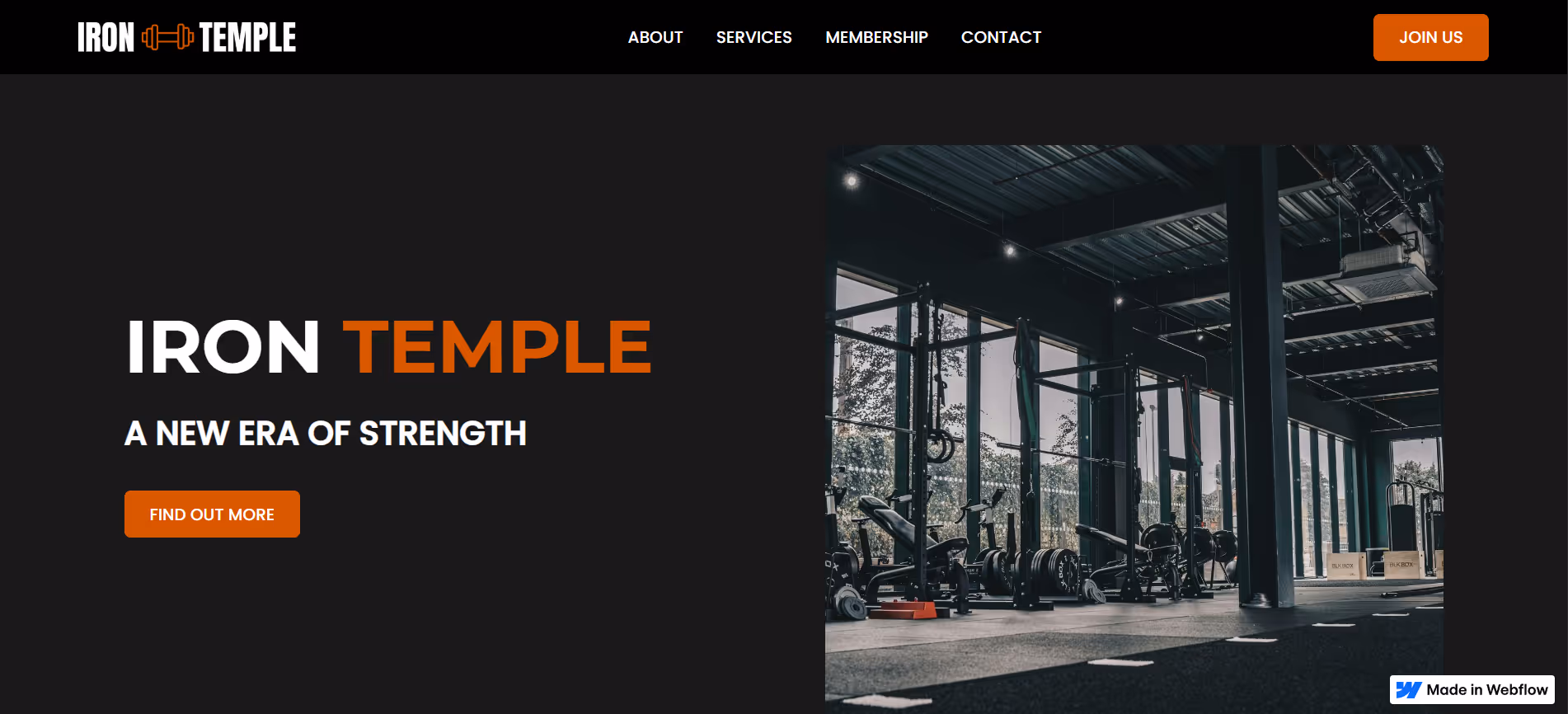 a hero section of a website for a gym